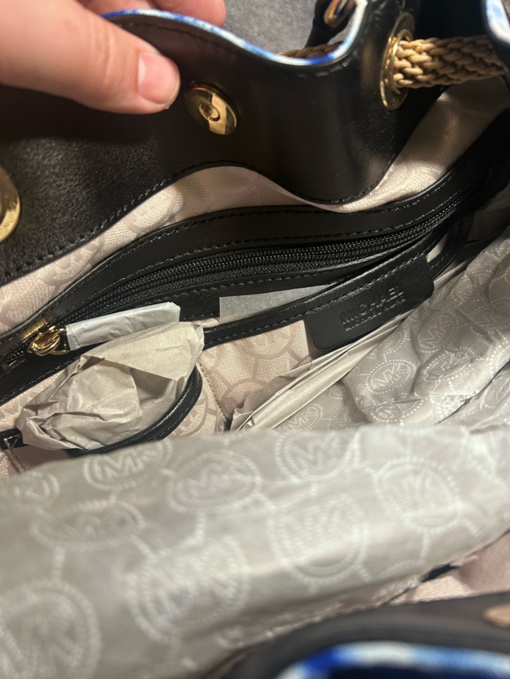 Michael Kors Marina Large Blue Tie Dye Rope Tote w/ Gold Hardware - Picture 11 of 11